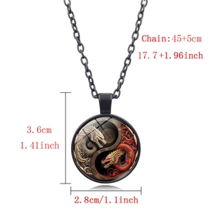Tableau des tailles détaillé montrant la chaîne de 45+5cm et les dimensions du pendentif