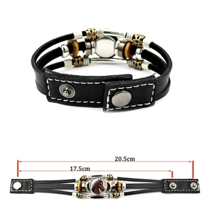 Détails du bracelet en cuir cheval avec perles multicouches et mesures de taille