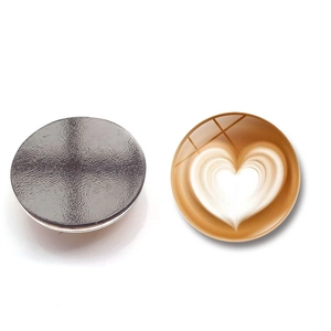 Calamita da frigo creativa in vetro cristallo 25mm con motivo cappuccino latte art