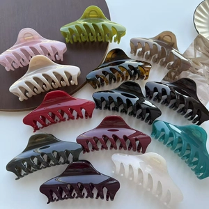 Elegant Acetate Large Hair Claw Clip For Women Glossy Butterfly Buckle Shark Clip Keel Design Fairy Style Hair Styling Accessory