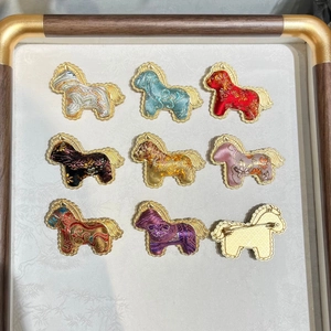 Set of 9 traditional Chinese Song brocade horse brooches in various colors for 2026