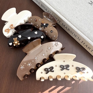 Pince à Cheveux en Acétate pour Femmes Style Douce Niche Nœud Ours Cœur Décor Strass Accessoires Cheveux Mode