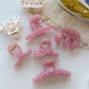 Pinces à cheveux à pois en rose pastel et crème pour accessoires de coiffure tendance