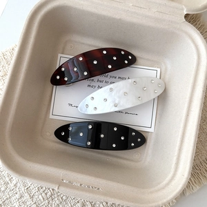 French Acetate Oval Hair Clips Rhinestone Shell Texture Tortoise Shell Hairpins Spring Clips Fashion Hair Accessories
