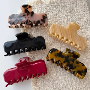 Fünfteiliges Set großer Haarklammern aus Acetat mit Schildpatt- und Marmormuster-Design
