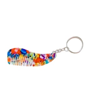 Mini peigne porte-clés en acétate avec texture marbrée colorée et effet anti-statique