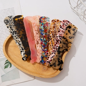 Mini Peigne à Cheveux en Acétate Coréen Poignée Ours Mignonne Antistatique Démêlant Brosse de Voyage Motif Marbre Léopard pour Femmes Enfants