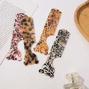 Peignes à cheveux élégants en acétate géométrique avec motifs écaille de tortue format mini