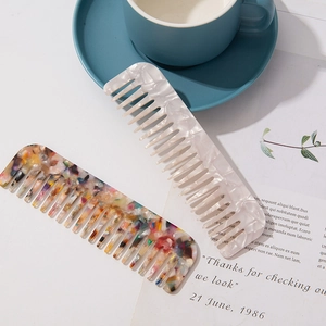 Chic marble and floral pattern acetate wide-tooth hair combs for effortless detangling