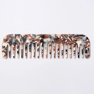 Minimalist marble pattern acetate wide tooth comb with anti-static vintage tortoiseshell finish