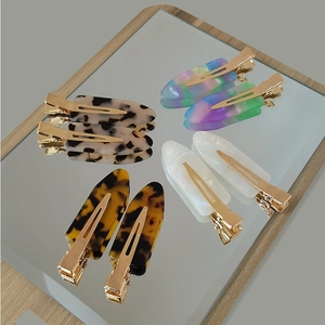 Japanese Style Acetate Hair Clip For Women Girls Minimalist Geometric Marble Pattern Seamless Bangs Alligator Clip Hair Accessory