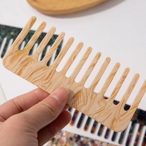 Pettine per capelli vintage in acetato tartarugato a denti larghi per ricci