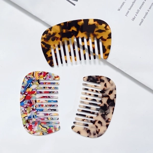Three-piece acetate hair comb set with vintage tortoiseshell and mosaic patterns