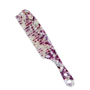 Retro acetate hair comb with marble pattern and ergonomic handle for anti-static hair styling