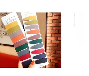 Detailed macro view of 20 matte Morandi color hair clips in rectangular and drop shapes