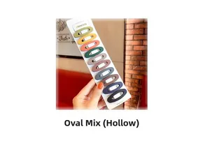 Detailed set of 10 matte hollow oval hair clips in assorted Morandi colors on a card