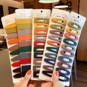 Matte Macaron Colorful Hair Clips For Women Korean Simple Geometric Rectangular Water Drop Ellipse BB Side Clips Sweet Hair Pins