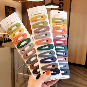 Morandi color matte hair clips set with drop and rectangle shapes on display card