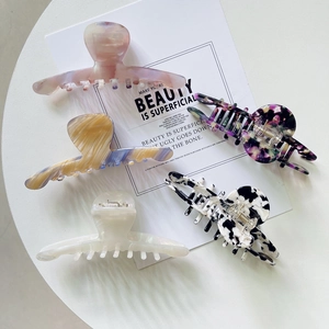 Lot de 5 grandes pinces à cheveux en acétate aux motifs marbrés et floraux pour femmes