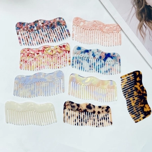 Korean INS Style Candy Color Acetate Hair Comb Marble Pattern Wave Edge Portable Hairbrush For Women Daily Styling Tool