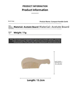 Especificaciones de tamaño detalladas del peine de acetato de 13,2 cm por 4,2 cm