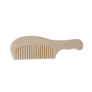 Peine de pelo minimalista beige de acetato con dientes anchos y mango ergonómico para mujer