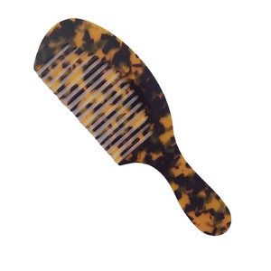 Retro tortoiseshell acetate wide-tooth hair comb with long handle for curly hair