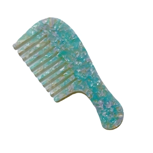 Vintage Haarkamm aus blauem Acetat mit breiten Zinken und ergonomischem Griff