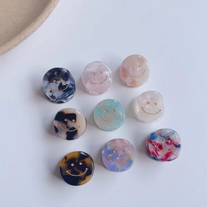 Pinza per Capelli in Acetato con Simpatico Faccina Sorridente per Donna Motivo Marmoreo Elegante Francese Mini Fermaglio Circolare