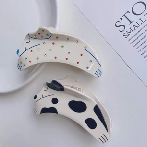 Pinces à cheveux mignonnes en acétate dalmatien avec strass pour coiffure femme