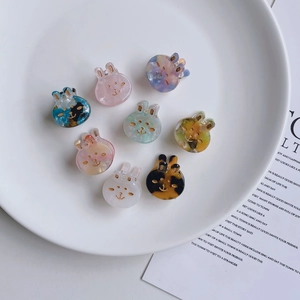 Koreanischer Stil Zelluloseacetat Hasenform Mini Haarkralle Süßes Niedliches Tiermuster Kleiner Seitenclip Haarschmuck Für Damen