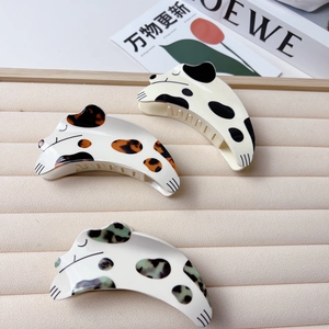 Pince à Cheveux en Acétate de Cellulose Forme Chien Mignon Dalmatien à Pois Strass Grande Pince à Cheveux Femme