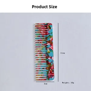 Peigne compact en acétate de 11 cm avec texture mosaïque colorée et antistatique