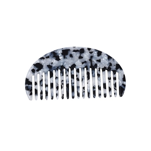 Pettine per capelli a semicerchio in acetato con motivo minimalista a pois bianchi e neri