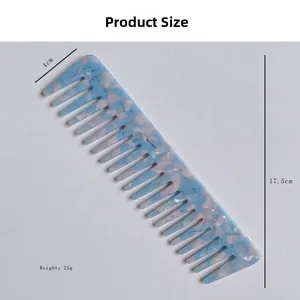 Detailed dimension guide for the wide-tooth marble acetate comb with 17.5cm length