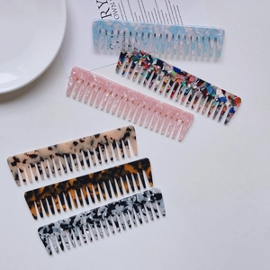 Cellulose Acetate Wide Tooth Hair Comb Vintage Marble Tortoiseshell Detangling Anti Static Styling Salon Hair Tool For Women