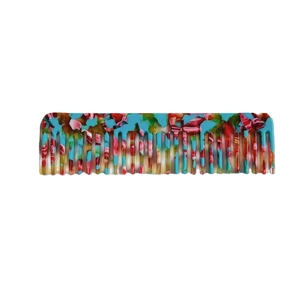 Mini peigne en acétate avec motif marbré coloré et dents larges antistatiques pour femmes