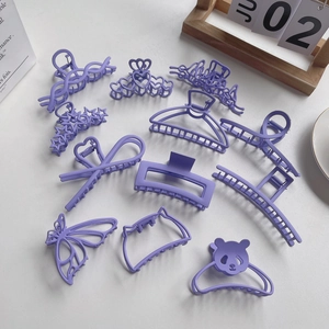 Fashion Purple Frosted Large Hair Claw Clips For Women Matte Acetate Butterfly Star Heart Panda Shape Hair Styling Clips