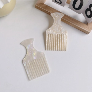 Elegant marble acetate wide-tooth hair comb set for styling and detangling