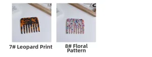 Detail view of acetate leopard print and colorful floral wide-tooth hair combs
