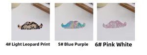 Three acetate beard-shaped combs in leopard, blue-purple, and white marble patterns