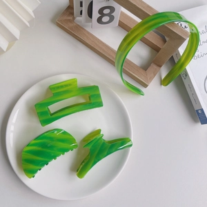 Green Marble Cellulose Acetate Hair Claw Shark Clip Geometric Large Hair Grip For Women Daily Styling Accessory