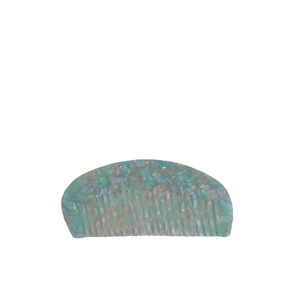 Green tortoise shell acetate hair comb with semicircular design and anti-static teeth