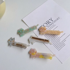 Cute acetate cat hair clips with pearls in five vibrant colors for girls and women