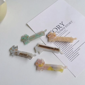 Cute acetate cat hair clips with pearl and rhinestone details in various colors