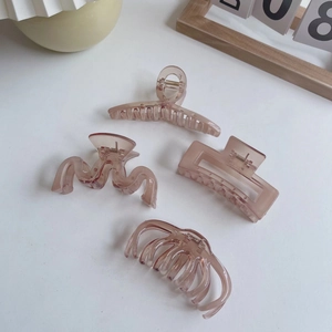 Elegant Korean Style Hair Claw Clips For Women Large Cellulose Acetate Shark Clips Non-slip Transparent Pink Hair Accessories