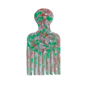 Artistic marble textured acetate afro pick hair comb for women styling and volume