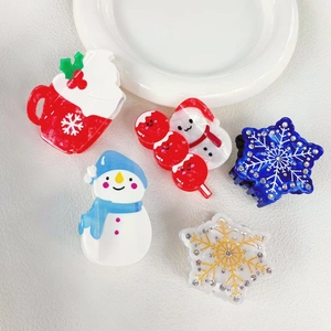 Christmas Acetate Hair Claw Clips Snowflake Snowman Red Cup Shark Clip Winter Hair Accessories For Women Party Decorative