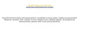 Size information for acetate square claw clip measuring 10.2cm by 5.3cm in length