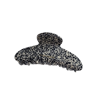 Pince à cheveux ovale en acétate élégante avec motif écaille noir et blanc